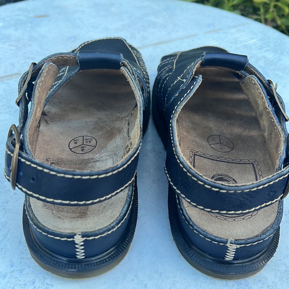 🏴 Blue Vintage Dr. Martens MIE Double Buckle Cut-Out Sandals UK 8 - Picture 12 of 16